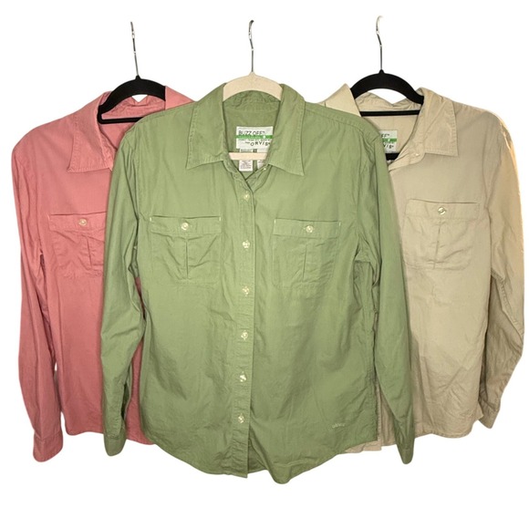Orvis Tops - ORVIS BUZZ OFF Insect Repellent Women's Medium Long Sleeve Cotton Lot Of 3